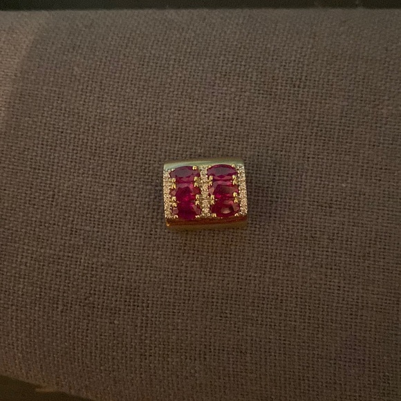 Vintage 14k yellow gold pendant with 6 ruby stones slider with bag - Picture 5 of 15